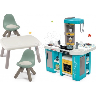 Smoby Set kuchyňka elektronická Tefal Studio 360° XL Bubble a stůl se dvěma židlemi