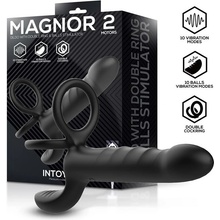 InToYou Magnor Dildo with Double Ring & Balls Stimulator Black