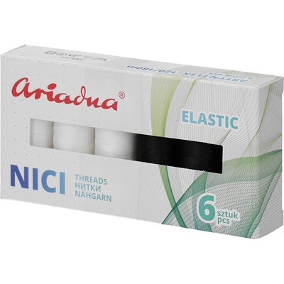 Ariadna Sestava elastických nití Artyn Flex 120/180 m - 6 nití (Elastic White&Black)