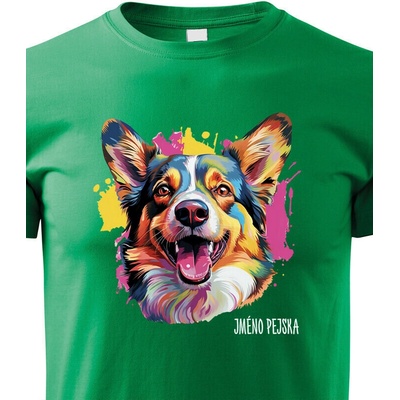 Dětské tričko Welsh Corgi Cardigan Zelená Canvas tričko 2440