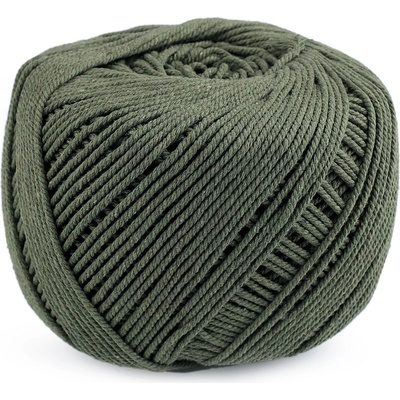Prima-obchod Bavlněná příze macrame Ø2-2,5 mm rozčesávací, barva 15 zelená khaki
