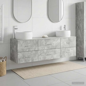 vidaXL Комплект мебели за баня 3 бр. Бетонно сиво 49, 5 x 44, 5 x 66 см (3405918)