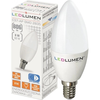 Ledlumen LED žárovka 8W PREMIUM 15x2835 E14 806lm CCD NEUTRÁLNÍ BÍLÁ