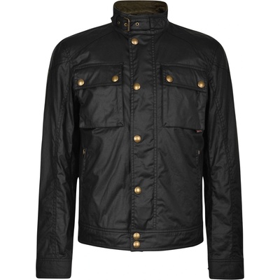 BELSTAFF Яке BELSTAFF Men's Racemaster Waxed Cotton Long Sleeve Funnel Neck Wax Jacket - Black