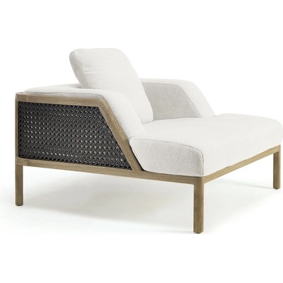 Ethimo Nízké hluboké křeslo Grand Life, 110x110x61 cm, rám teakové dřevo, výplet lanko Round rope light grey, bez polstrů