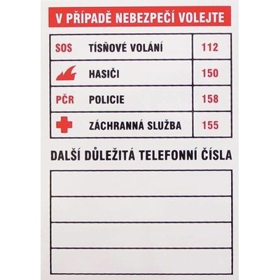 VT Důležitá čísla samolepka