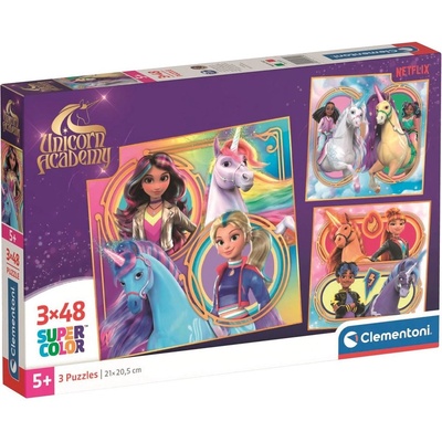 Clementoni Детски пъзел Clementoni от 3 x 48 части - Unicorn Academy (25325)