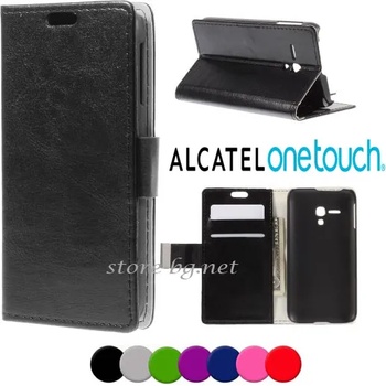 Alcatel One Touch POP D5 Magnetic Wallet Кожен Калъф + Протектор