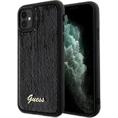 GUESS Кейс Guess Sequin Script Metal за iPhone 11 / Xr, черен (GUE003151-0)