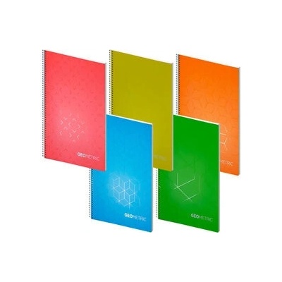 Poznámkový blok - Geometria, A4, 70 g, 70 listov, linka, mix 5 motívov