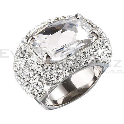 Evolution Group Stříbrný prsten s velkým krystalem bílý 735800.1 crystal