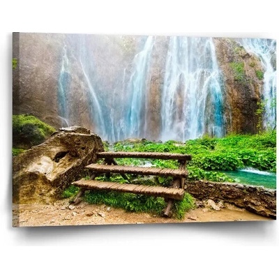 Sablio Obraz Posedenie pri vodopáde - 90x60 cm