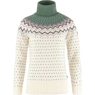 Fjällräven Дамски вълнен пуловер Fjällräven Women's Övik Knit Roller Neck Wool jumper - Chalk White / Patina Green - размер XS (105-4009-0112)