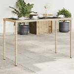 vidaXL Градинска маса със стъклен плот бежова 115x54x74 см полиратан (365075)