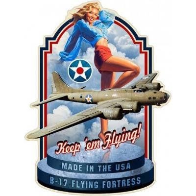 Modrá nástěnná kovová cedule B-17 – 45x1x60 cm