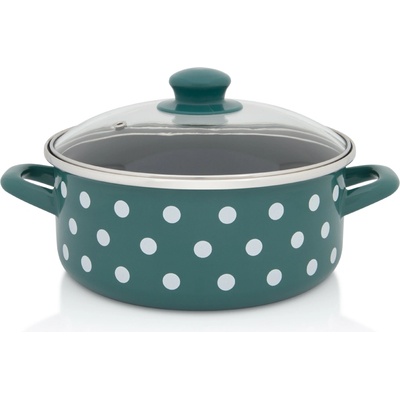 Metalac Zelený puntík Kastrol se skl. poklicí 22 cm 3,5 l černý vnitřek