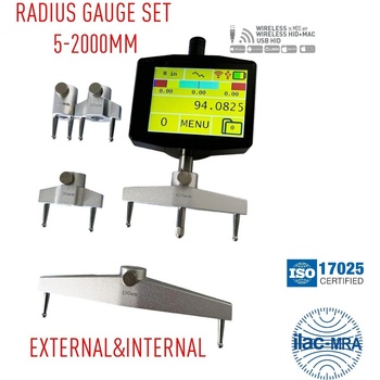 MIROTECH Компютъризиран радиусомер за външно и вътрешно измерване със сменяеми наковални за различен диапазон и с безжичен и USB трансфер на данни Microtech Computerized Set, Wireless+USB, 1250512007, 5-2000 mm, 0.001 mm, 0.4-1 %, 10, 30, 60, 100 mm (1250
