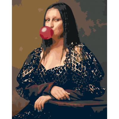 zuty malování podle čísel Mona Lisa s bublinou 80 x 100 cm vypnuté plátno na rám