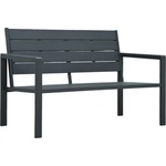 vidaXL Градинска пейка, 120 cм, HDPE, сива, имитация на дърво (47874)