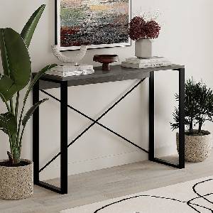 TopMebel Конзола Archie TopMebel от меламин в сиво ретро - черен цвят 110x35x75cm