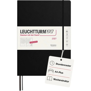 Leuchtturm1917 weekly planner 2027 A4+ (Master) - German, black, 315 x 225 mm, January-December (12 months), weekly overview with hourly grid 7: 00-22: 00 per column, hardcover, 100 g/m2 paper - 400140 (400140)