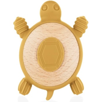 Zopa Silicone Wooden Teether Turtle гризалка 0 m+ Mustard Yellow