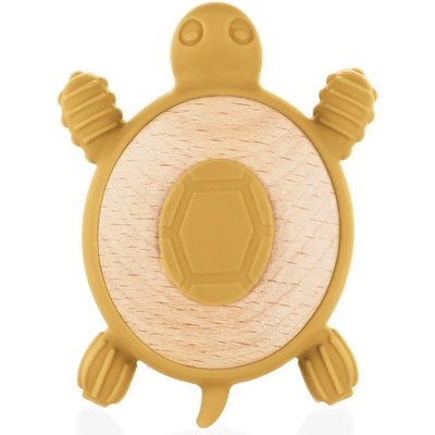 Zopa Silicone Wooden Teether Turtle гризалка 0 m+ Mustard Yellow