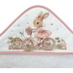 Bambino Casa Хавлия с качулка Bambino Casa - Bianco Rose Rabbit Bicycle, 100 х 100 cm (39011) - baby