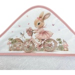 Bambino Casa Хавлия с качулка Bambino Casa - Bianco Rose Rabbit Bicycle, 100 х 100 cm (39011) - baby