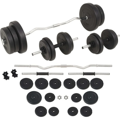 VidaXL Sada činek barbell a dumbbell, 60 kg