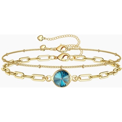Swarovski e. set zlatých náramkov na nohu/ruku Laguna Light, Blue DeLite sel126