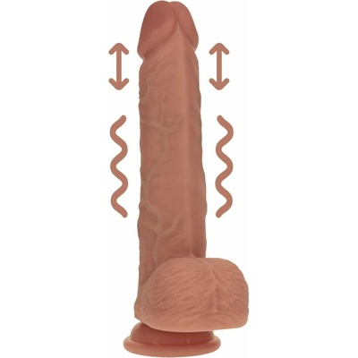 RealRock Dual Density Vibrating and Thrusting Silicone Dildo 8″ Tan silikonové dildo s přísavkou 22,8 x 4 cm