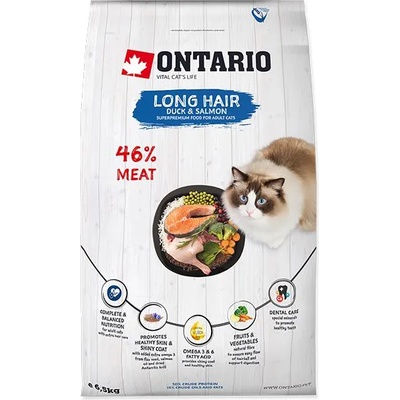 ONTARIO Онтарио Кот Дълга Коса Патешко и Сьомга 6, 5 кг