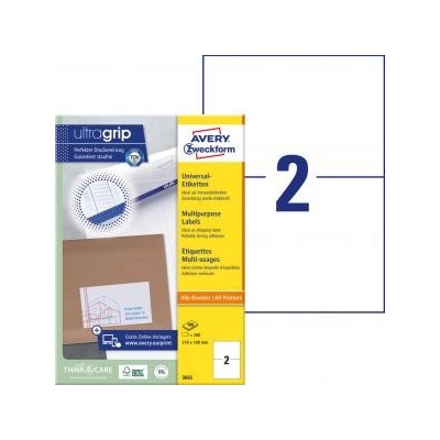 Etikety univerzálne 210x148mm Avery A4 100 hárkov