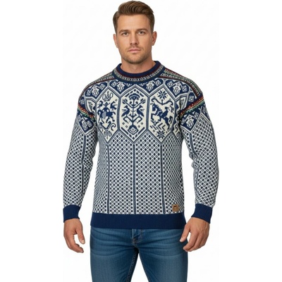 1994 Lillehammer Masculine Sweater pánsky pletený sveter Indigo Mustard Botttlegreen