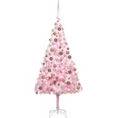 zahrada-XL Umělý vánoční stromek s LED a sadou koulí růžový 210 cm PVC