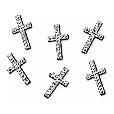 Ozdobná dekorácia kríža strieborné - 25 ks
