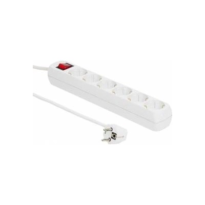 MicroConnect 6-way Schuko Power Strip on/off switch 1.5M, White