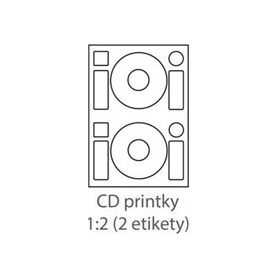 etikety Samolepiace 2xCD-KRUH univerzálne biele 2ks/A4 (100 listov A4/bal.) ECO-2CD-KRUH-100