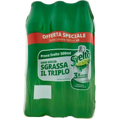 Svelto Citrónová Kvapalina Na Umývanie Riadu 3 x 980 ml