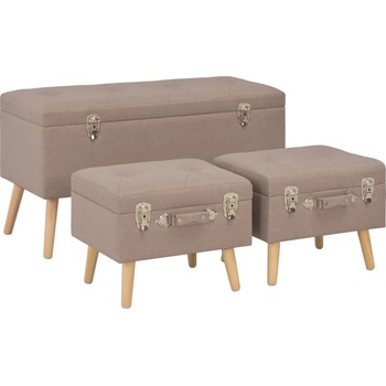 Image 1 of vidaXL Табуретки за съхранение, 3 бр, кафяви, плат (247525)