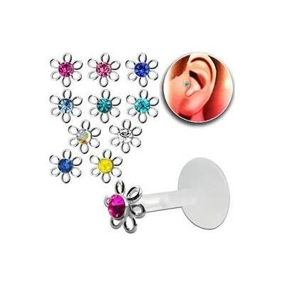 Piercingate labreta kytička s kamínkem PLA00242 čirá