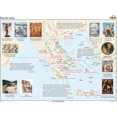 Cartographia Grécke mýty - mapa (160x120 cm), nástenná, fóliovaná, lištovaná