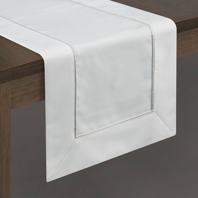 Takoy Ubrus na stůl bílý 40x140 cm KARIN zdobený lištou a jemnou stříbrnou paspulí v elegantním balení-HF-383657 | 40 x 140 cm