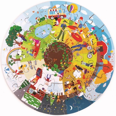 Bigjigs Toys Kulaté podlahové puzzle Čtyří roční období 50 dílků – Zboží Dáma