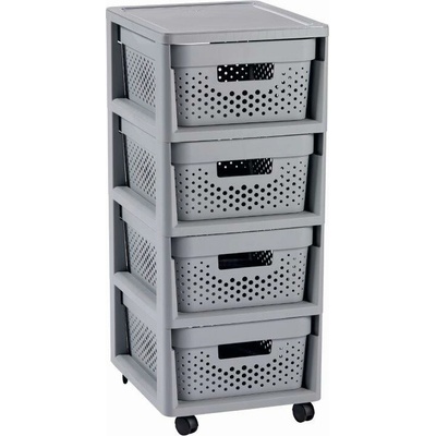 Curver Infinity Dots 4x11L so šuplíkmi svetlo šedý 231558