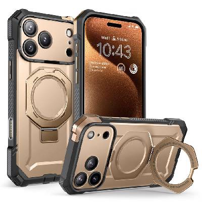 Удароустойчив кейс с MagSafe и стойка за iPhone 17 Pro от Supcase UB Grip Mag - Desert Gold (843439159235)