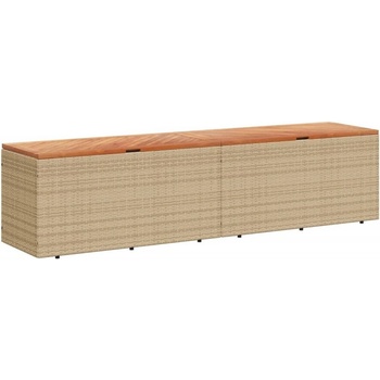 Градинска кутия за съхранение бежов 220x50x54см PE ратан акация