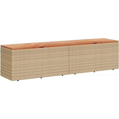 Градинска кутия за съхранение бежов 220x50x54см PE ратан акация