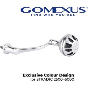 GOMEXUS Единична дръжка с ръкохватка (ноб) Gomexus Aluminum Spinning Handle with Knob Silver & Black MJ63 63mm x 38 mm for Shimano Stradic Риболовна макара